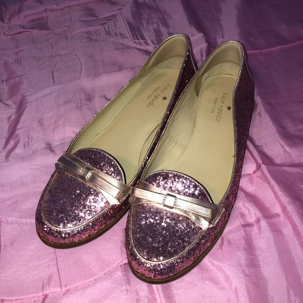 Kate Spade Pink Glitter Loafers 8.5